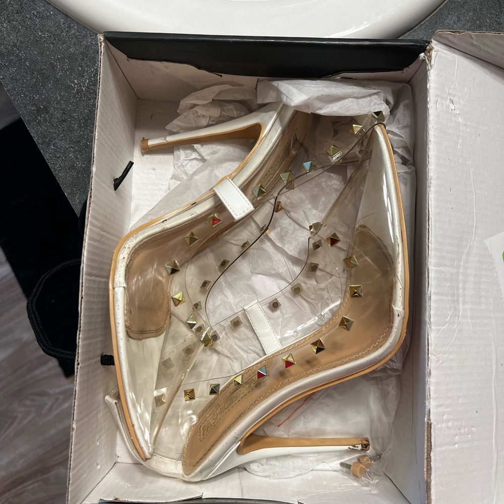 White Studded Stiletto Heels